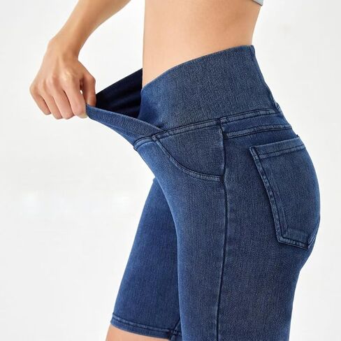 Girls Biker Shorts Crossover High Waist Jean Shorts Summer Bermuda Denim Pants with Pockets in Saudi Arabia