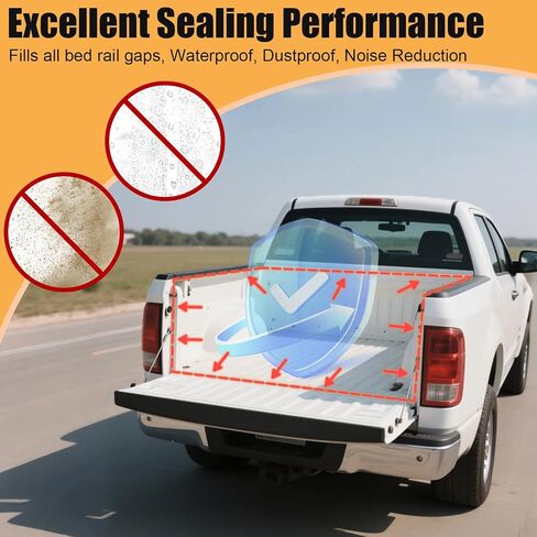 Tonneau Cover Seal Strip - 24.9Ft Truck Tailgate Seal Kit, Adhesive Rubber Weather Stripping for Pickups Tailgate, Camper Shell, Tonneau Cover, Truck Topper ＆ Cap in Saudi Arabia