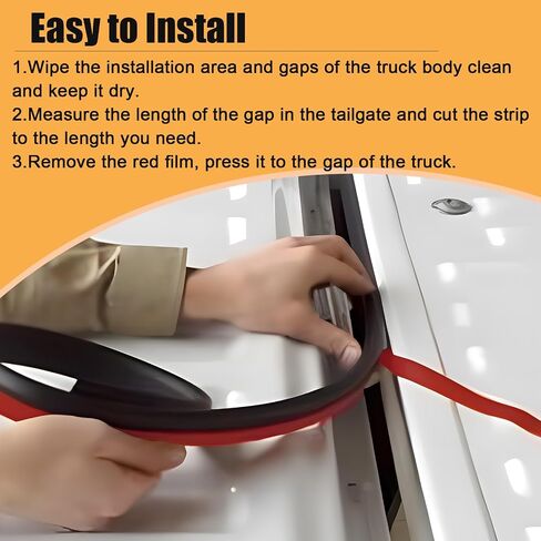 Tonneau Cover Seal Strip - 24.9Ft Truck Tailgate Seal Kit, Adhesive Rubber Weather Stripping for Pickups Tailgate, Camper Shell, Tonneau Cover, Truck Topper ＆ Cap in Saudi Arabia