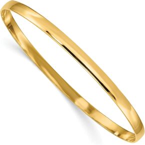 IceCarats 14K Solid Yellow Gold 4mm Half Round Slip On Bangle Bracelet in Kuwait