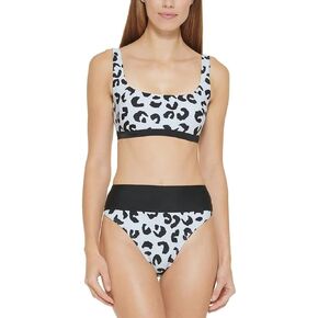 DKNY Womens Printed High-Waist Swim Bottom Separates Blue M in Saudi Arabia