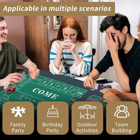 AQQA Poker Table Top 70" x 35"with Black Playing Cards, Texas Hold'em Poker Rubber Mat Poker Topper for Tables,Folding Portable Poker Table Top Layout for Poker Game in Kuwait