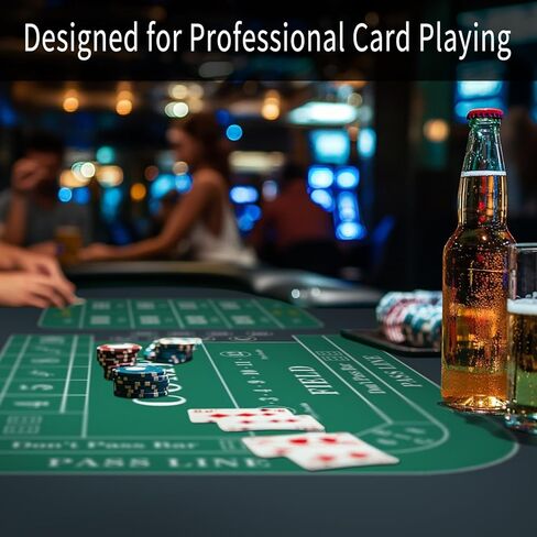 AQQA Poker Table Top 70" x 35"with Black Playing Cards, Texas Hold'em Poker Rubber Mat Poker Topper for Tables,Folding Portable Poker Table Top Layout for Poker Game in Kuwait