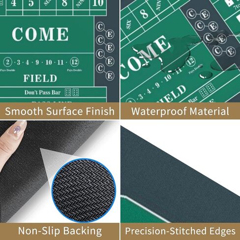 AQQA Poker Table Top 70" x 35"with Black Playing Cards, Texas Hold'em Poker Rubber Mat Poker Topper for Tables,Folding Portable Poker Table Top Layout for Poker Game in Kuwait