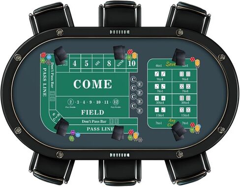 AQQA Poker Table Top 70" x 35"with Black Playing Cards, Texas Hold'em Poker Rubber Mat Poker Topper for Tables,Folding Portable Poker Table Top Layout for Poker Game in Kuwait