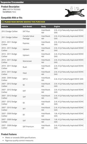 عرض التعليق الأمامي مع مجموعة الترباس-متوافق مع 2007-2012 دودج عيار هاتشباك 4 أبواب in Kuwait
