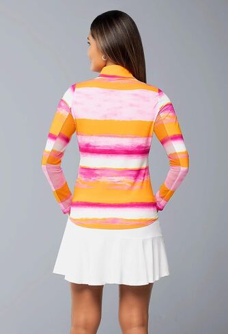 IBKUL Athleisure Wear Sun Protective UPF 50+ Icefil Cooling Tech Amy Print Long Sleeve Mock Neck Top – 10088 in Kuwait