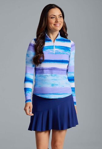 IBKUL Athleisure Wear Sun Protective UPF 50+ Icefil Cooling Tech Amy Print Long Sleeve Mock Neck Top – 10088 in Kuwait