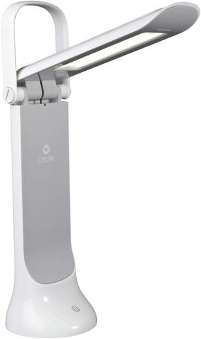 مصباح مهام قابل للطي من OttLite، أبيض - ظل متعدد المواضع، تصميم قابل للطي، مقبض محمول، حرارة منخفضة وإضاءة منخفضة الوهج، يناسب المكاتب ومحطات العمل in Saudi Arabia