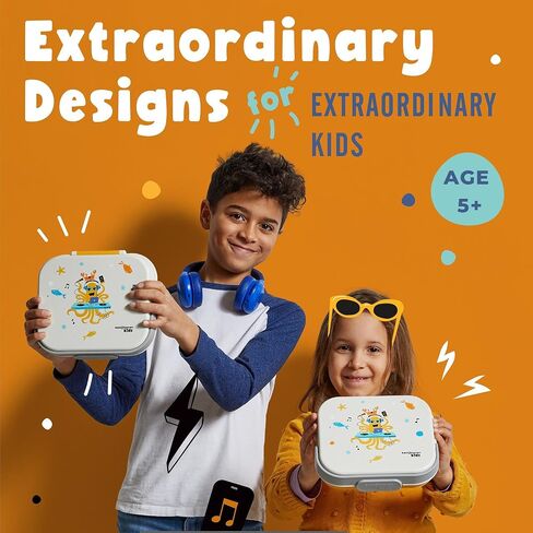 Bentoheaven Premium Bento Lunch Box for Kids, 9 Designs, Leak-proof 3-4 Compartments, Divider, Ideal size 30oz, Microwave/Dishwasher Safe Kids Bento Box (Loncheras Para Niños/Niñas)[Green] in Kuwait