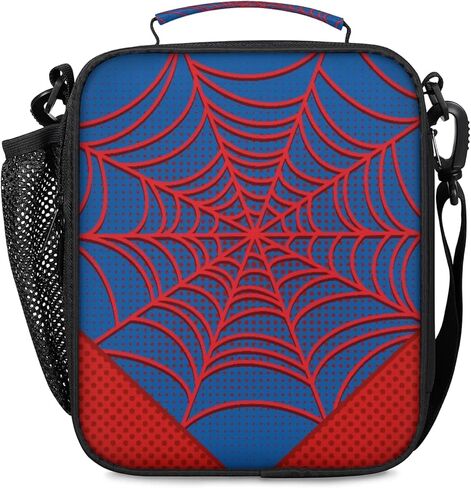 Lunch Box for Boys Girls - Reusable Insulated Lunch Bags for Kids - Large Capacity Cooler Back to School Lunch Thermal Meal Tote Kit, Red Spider Web in Saudi Arabia