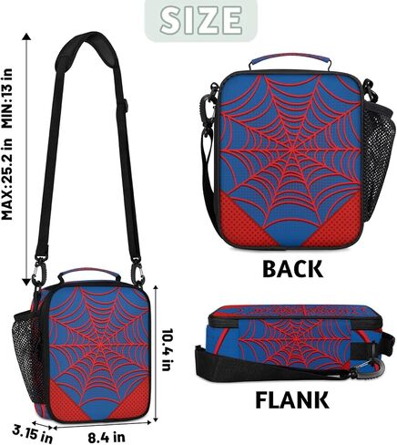 Lunch Box for Boys Girls - Reusable Insulated Lunch Bags for Kids - Large Capacity Cooler Back to School Lunch Thermal Meal Tote Kit, Red Spider Web in Saudi Arabia