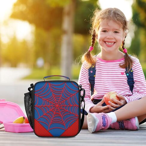 Lunch Box for Boys Girls - Reusable Insulated Lunch Bags for Kids - Large Capacity Cooler Back to School Lunch Thermal Meal Tote Kit, Red Spider Web in Saudi Arabia