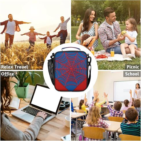 Lunch Box for Boys Girls - Reusable Insulated Lunch Bags for Kids - Large Capacity Cooler Back to School Lunch Thermal Meal Tote Kit, Red Spider Web in Saudi Arabia