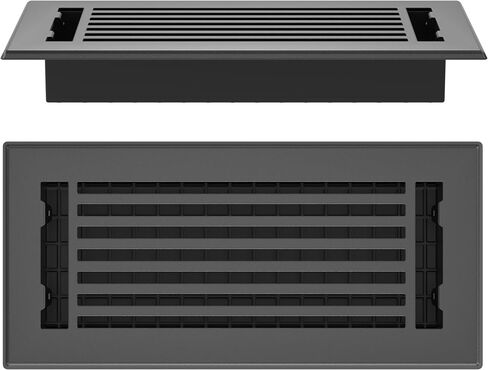 Floor Register 4x10 Vent Cover – 8 Pack – Heavy-Duty Steel, Rustproof & Walkable Grates, Easy Drop-in Install, Adjustable Air Supply Switch - Decorative Straight Line Design, Textured Black in Kuwait