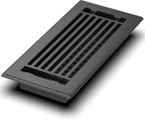 Floor Register 4x10 Vent Cover – 8 Pack – Heavy-Duty Steel, Rustproof & Walkable Grates, Easy Drop-in Install, Adjustable Air Supply Switch - Decorative Straight Line Design, Textured Black in Kuwait