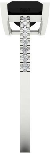 1.6ct Princess Cut Solitaire with Accent Natural Black Onyx Designer Bridal Wedding art deco Anniversary Ring 14k White Gold in Saudi Arabia