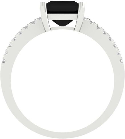 1.6ct Princess Cut Solitaire with Accent Natural Black Onyx Designer Bridal Wedding art deco Anniversary Ring 14k White Gold in Saudi Arabia