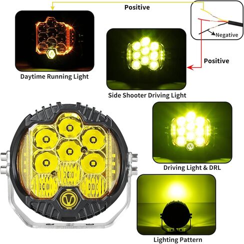 5 بوصة 50W LED LED LIGHT ، 5000LM ROAD ROAD IP67 ROOTPROOT ROUND WORK SPOT SPOT SPOT COMBO لـ Wrangler ، ATV ، SUV ، UTV ، شاحنات ، بيك آب ، 4x4 ، F150 - حزمة 1 in Saudi Arabia