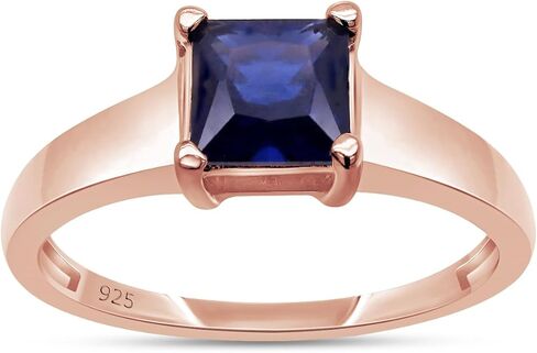 AFFY Princess Cut Simulated Blue Sapphire Solitaire Ring in 14k Gold Over Sterling Silver (1 Cttw) in Kuwait