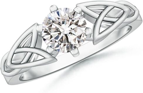 Angara Natural Solitaire Round Diamond Celtic Knot Ring in 14K Solid Gold/Platinum | April Birthstone, Birthday, Engagement, Anniversary, Wedding Jewelry Gift for Women in Saudi Arabia