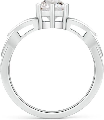 Angara Natural Solitaire Round Diamond Celtic Knot Ring in 14K Solid Gold/Platinum | April Birthstone, Birthday, Engagement, Anniversary, Wedding Jewelry Gift for Women in Saudi Arabia