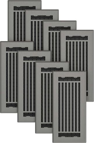 Floor Register 4x10 Vent Cover – 8 Pack – Heavy-Duty Steel, Rustproof & Walkable Grates, Easy Drop-in Install, Adjustable Air Supply Switch - Decorative Straight Line Design, Textured Black in Kuwait