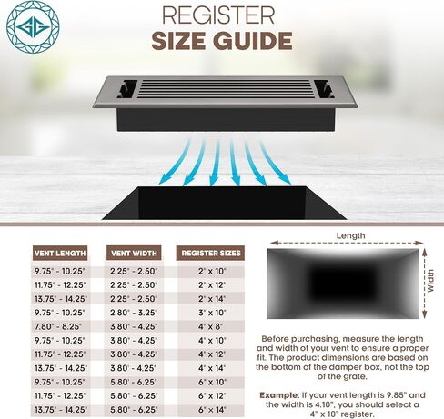Floor Register 4x10 Vent Cover – 8 Pack – Heavy-Duty Steel, Rustproof & Walkable Grates, Easy Drop-in Install, Adjustable Air Supply Switch - Decorative Straight Line Design, Textured Black in Kuwait