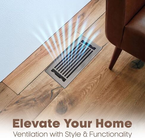 Floor Register 4x10 Vent Cover – 8 Pack – Heavy-Duty Steel, Rustproof & Walkable Grates, Easy Drop-in Install, Adjustable Air Supply Switch - Decorative Straight Line Design, Textured Black in Kuwait