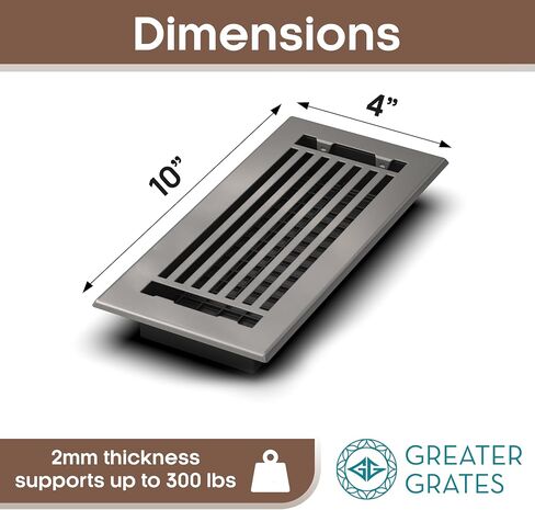 Floor Register 4x10 Vent Cover – 8 Pack – Heavy-Duty Steel, Rustproof & Walkable Grates, Easy Drop-in Install, Adjustable Air Supply Switch - Decorative Straight Line Design, Textured Black in Kuwait