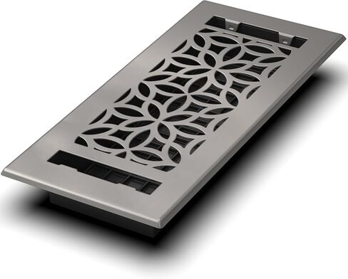 Floor Register 4x10 Vent Cover – 8 Pack – Heavy-Duty Steel, Rustproof & Walkable Grates, Easy Drop-in Install, Adjustable Air Supply Switch - Decorative Straight Line Design, Textured Black in Kuwait