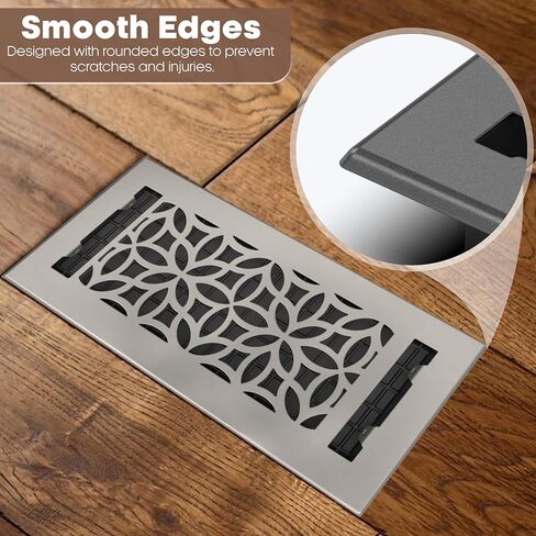 Floor Register 4x10 Vent Cover – 8 Pack – Heavy-Duty Steel, Rustproof & Walkable Grates, Easy Drop-in Install, Adjustable Air Supply Switch - Decorative Straight Line Design, Textured Black in Kuwait