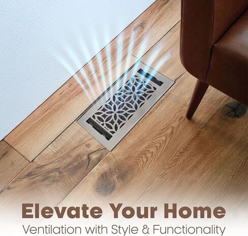 Floor Register 4x10 Vent Cover – 8 Pack – Heavy-Duty Steel, Rustproof & Walkable Grates, Easy Drop-in Install, Adjustable Air Supply Switch - Decorative Straight Line Design, Textured Black in Kuwait