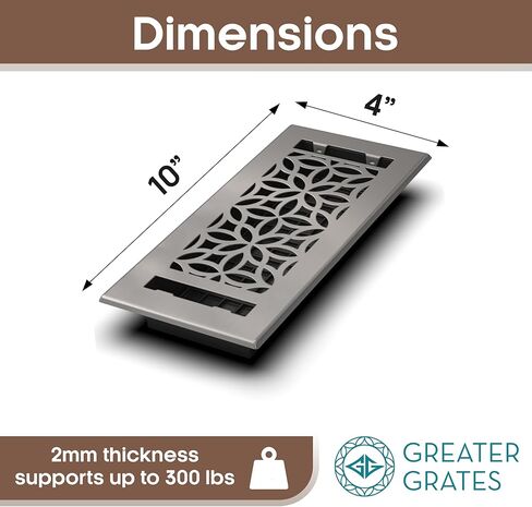 Floor Register 4x10 Vent Cover – 8 Pack – Heavy-Duty Steel, Rustproof & Walkable Grates, Easy Drop-in Install, Adjustable Air Supply Switch - Decorative Straight Line Design, Textured Black in Kuwait