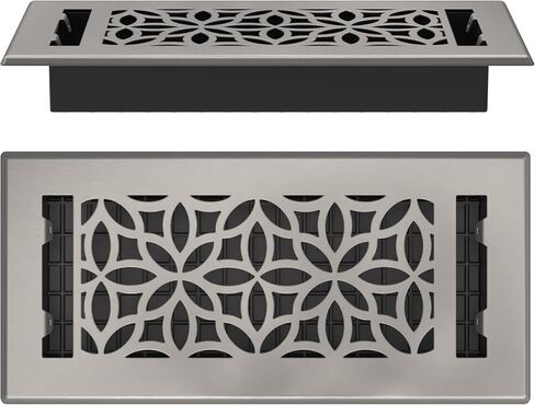 Floor Register 4x10 Vent Cover – 8 Pack – Heavy-Duty Steel, Rustproof & Walkable Grates, Easy Drop-in Install, Adjustable Air Supply Switch - Decorative Straight Line Design, Textured Black in Kuwait