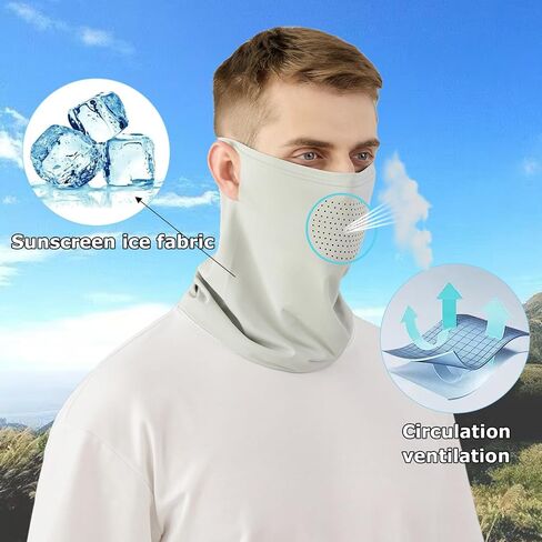 Ice Silk UPF50+ Neck Gaiter – Cooling Sun Protection Face Mask Balaclava Men Women, Summer Cycling, Fishing, Running in Kuwait