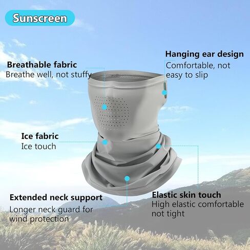 Ice Silk UPF50+ Neck Gaiter – Cooling Sun Protection Face Mask Balaclava Men Women, Summer Cycling, Fishing, Running in Kuwait