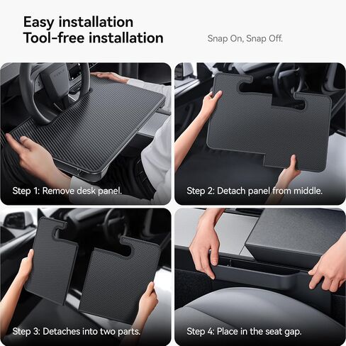 YONZEE 2-in-1 Car Steering Wheel Desk Tray & Car Seat Gap Filler Organizer – Foldable Carbon Fiber Look Table for Laptop, Eating, Writing – Universal Fit for Most Vehicles in Kuwait