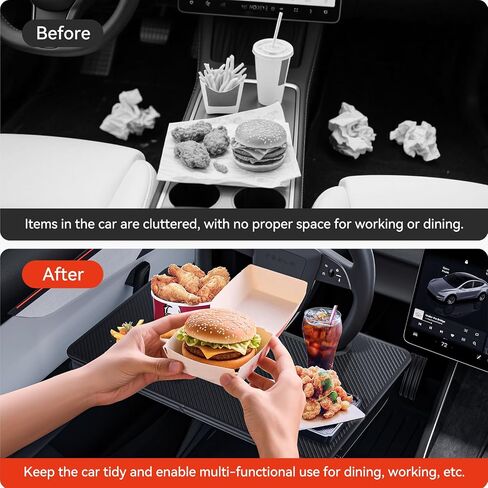 YONZEE 2-in-1 Car Steering Wheel Desk Tray & Car Seat Gap Filler Organizer – Foldable Carbon Fiber Look Table for Laptop, Eating, Writing – Universal Fit for Most Vehicles in Kuwait