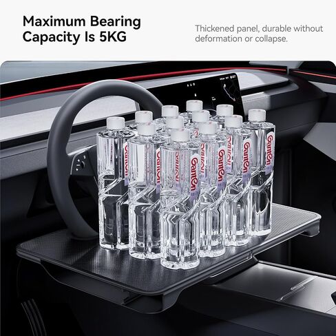 YONZEE 2-in-1 Car Steering Wheel Desk Tray & Car Seat Gap Filler Organizer – Foldable Carbon Fiber Look Table for Laptop, Eating, Writing – Universal Fit for Most Vehicles in Kuwait