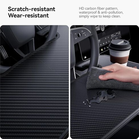 YONZEE 2-in-1 Car Steering Wheel Desk Tray & Car Seat Gap Filler Organizer – Foldable Carbon Fiber Look Table for Laptop, Eating, Writing – Universal Fit for Most Vehicles in Kuwait