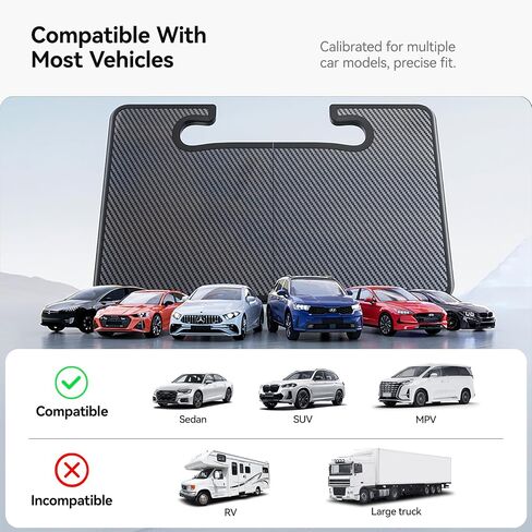 YONZEE 2-in-1 Car Steering Wheel Desk Tray & Car Seat Gap Filler Organizer – Foldable Carbon Fiber Look Table for Laptop, Eating, Writing – Universal Fit for Most Vehicles in Kuwait