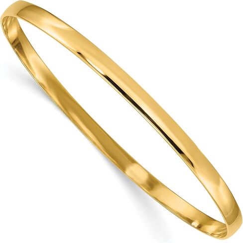 IceCarats 14K Solid Yellow Gold 4mm Half Round Slip On Bangle Bracelet in Kuwait