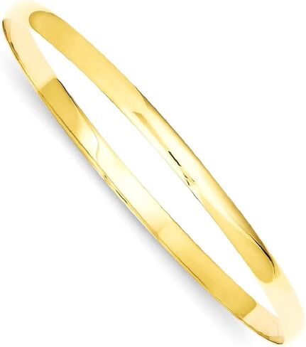 IceCarats 14K Solid Yellow Gold 4mm Half Round Slip On Bangle Bracelet in Kuwait
