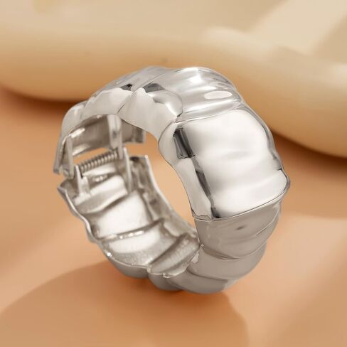 CJIAYUJEW 3Pcs Big Chunky Gold Bangle for Women Silver Cuff Wide Bracelet Trendy Teardrop Wire Irregular Minimalist Jewelry in Saudi Arabia