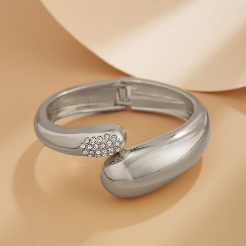 CJIAYUJEW 3Pcs Big Chunky Gold Bangle for Women Silver Cuff Wide Bracelet Trendy Teardrop Wire Irregular Minimalist Jewelry in Saudi Arabia