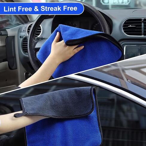 مناشف السيارات ذات الألياف الدقيقة الاحترافية-5 حزمة ، 16 "x16" ، 500GSM تجفيف السيارات وتجفيفها وتلميعها ، ملابس أوصية خالية من الوبر وخالية من الخدش للتنظيف التلقائي in Kuwait