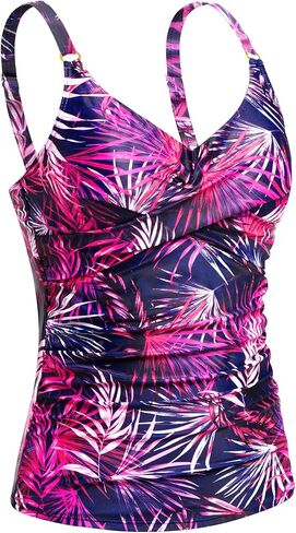 Women Tankini Top Only - Tummy Control Bathing Suit Top V Neck Twist Front Swim Tank No Bottom 2025 in Saudi Arabia