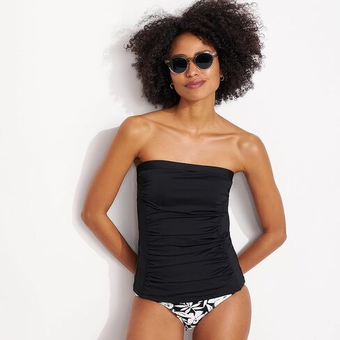 Lands 'End Women's Bandeau Bandeau Tankini Top Swimsuit مع أحزمة قابلة للإزالة وقابلة للتعديل in Saudi Arabia