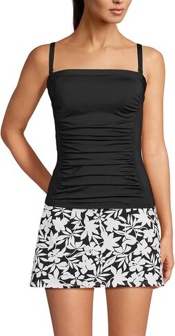Lands 'End Women's Bandeau Bandeau Tankini Top Swimsuit مع أحزمة قابلة للإزالة وقابلة للتعديل in Saudi Arabia